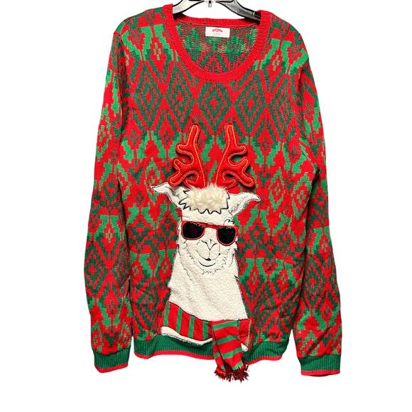 HOLIDAY TIME Men’s GOAT Ugly Quirky Christmas Sweater NWOT Sz XL 46-48 - Picture 1 of 7